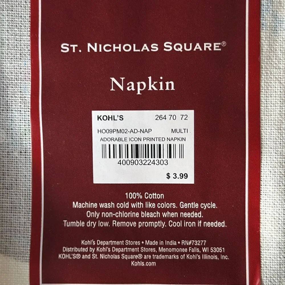 St. Nicholas Square Set of 7 Holiday Gingerbread Napkins!
